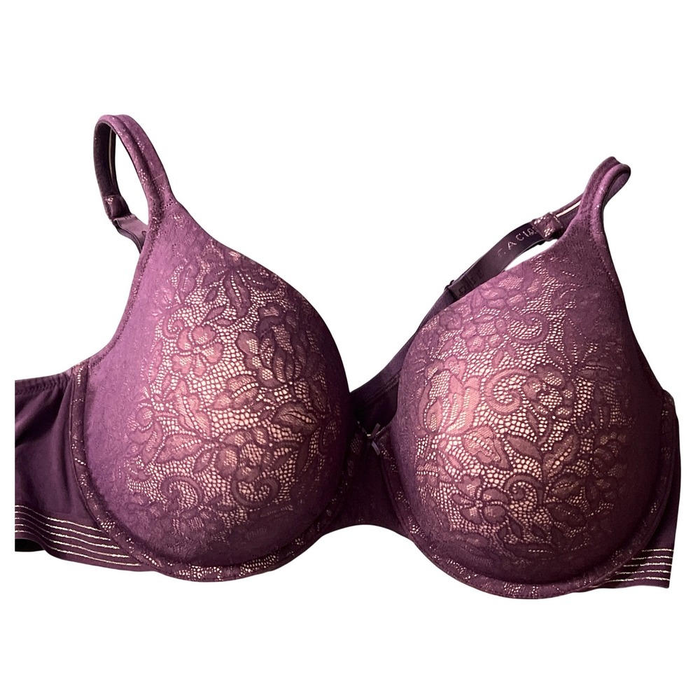 Purple Lace‎ Full Coverage Underwire Bra Women's Size 46DD Coquette